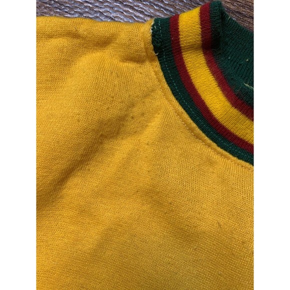 Vtg 60s Creslan Casual Yellow Green Shirt long Sleeve Ringer Sweater sz L (READ) - Picture 3 of 10